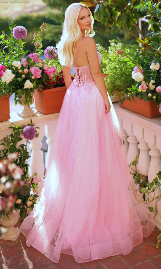 Clarisse 62312 - Strapless Corset Gown with Floral Beading