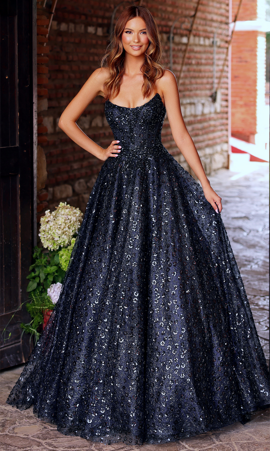 Clarisse 62326 - Beaded Lace Bodice Scoop Neckline Gown