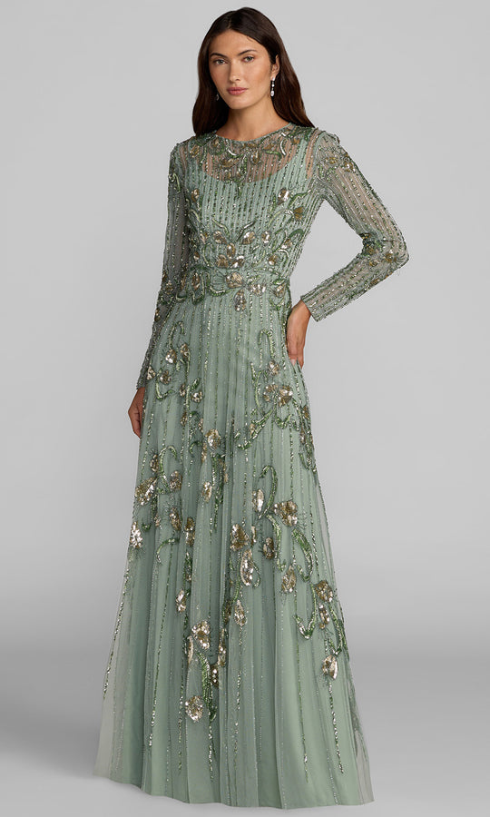 Mac Duggal 6238 - Beaded Floral Jewel Neck Evening Gown