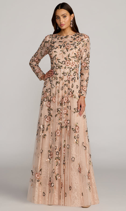 Mac Duggal 6239 - Embellished Lace Long Sleeve Evening Gown