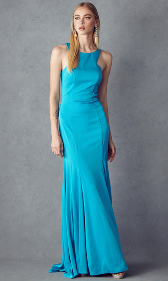 Juliet Dresses 645 - Sleek Halter Neck Sheath Gown