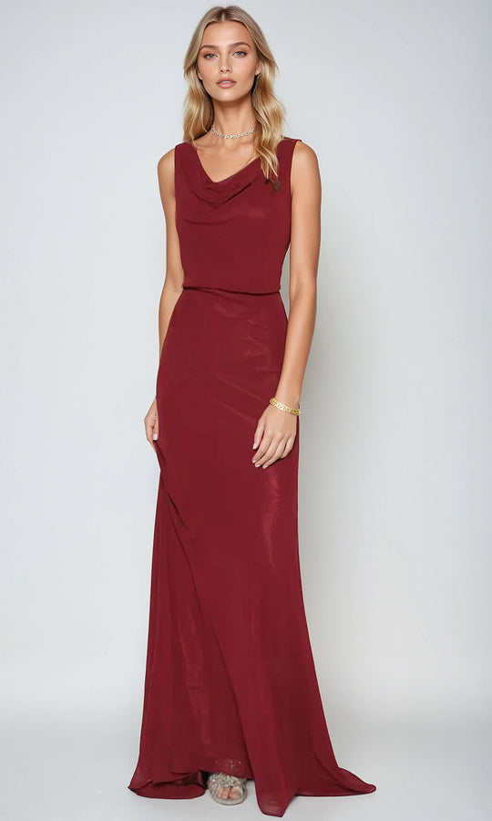 Juliet Dresses 670 - Draped Cowl Neck Sheath Gown