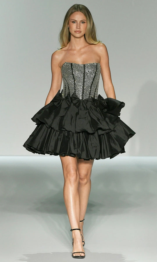 Sherri Hill 57239 - Strapless Tiered Mini Dress with Bows