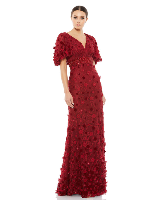 Mac Duggal - 67712 V Neck Bell Sleeve Lace Dress