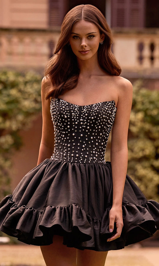 Sherri Hill 57291 - Pearl Embellished Corset Layered A-Line Dress