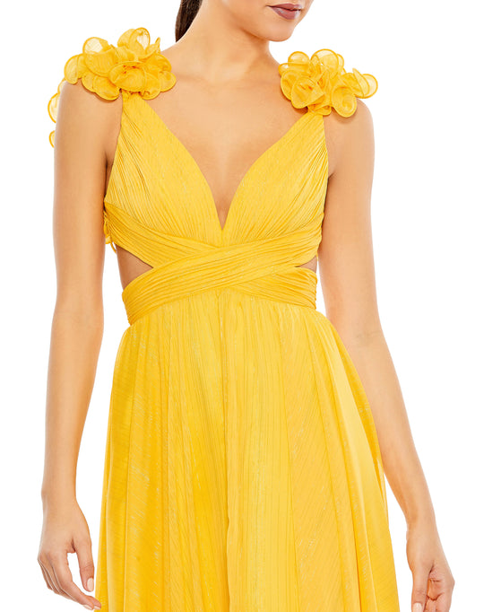 Mac Duggal 68094 - Ruffled Shoulder Flowy Crisscross Dress