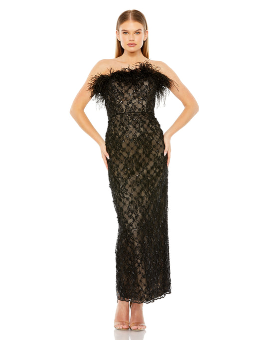 Mac Duggal 68140 - Feathered Strapless Prom Dress