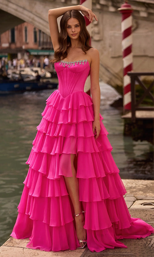 Sherri Hill 57581 - Tiered Chiffon Ballgown with Beading