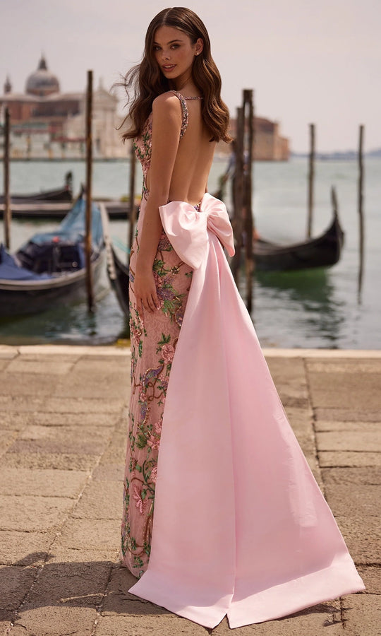 Sherri Hill 57601 - Beaded Floral Sleeveless Gown with Back Bow