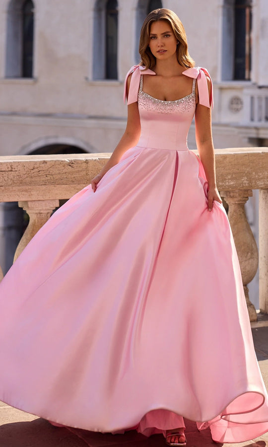 Sherri Hill 57574 - Bow Strap Crystal Scoop Ballgown