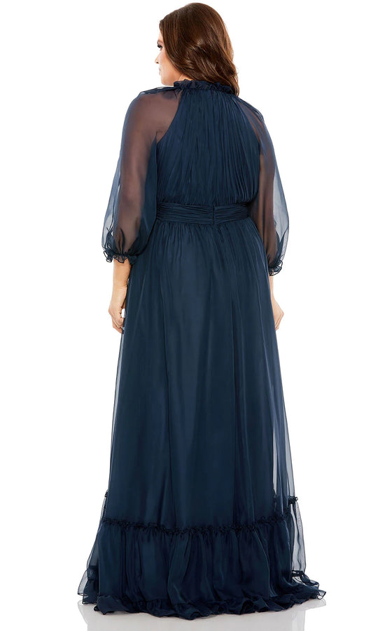Mac Duggal 68426 - Sheer Sleeves High Neck Chiffon Gown