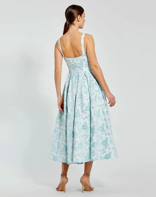 Mac Duggal 68616 - Bow Detail Floral Brocade Midi Dress
