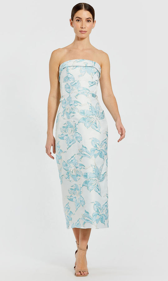 Mac Duggal 68621 - Floral Pattern Straight Neck Evening Dress