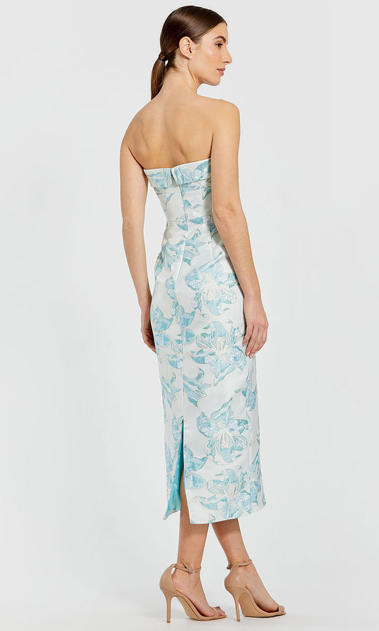 Mac Duggal 68621 - Floral Pattern Straight Neck Evening Dress