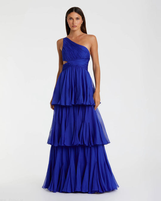 Ieena Duggal 68846 - One Shoulder Tiered Chiffon Dress
