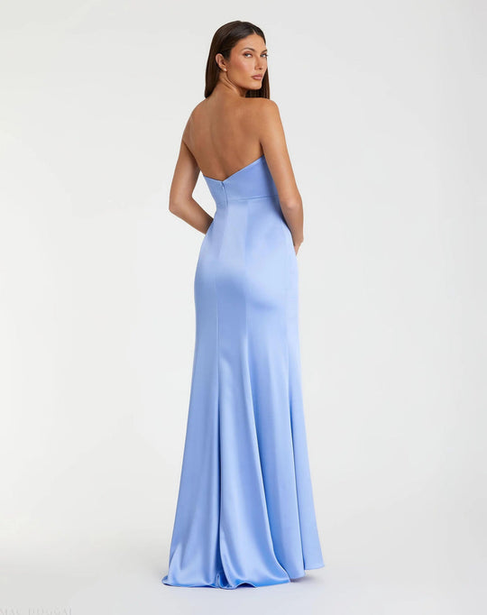 Ieena Duggal 68872 - Strapless Satin Column Dress with 3D Flower