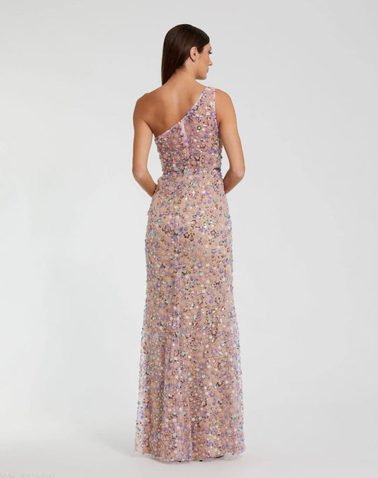 Mac Duggal 68889 - One Shoulder Floral Sequin Column Dress