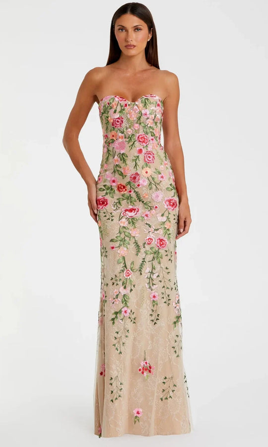 Mac Duggal 68894 - Strapless Floral Column Evening Gown
