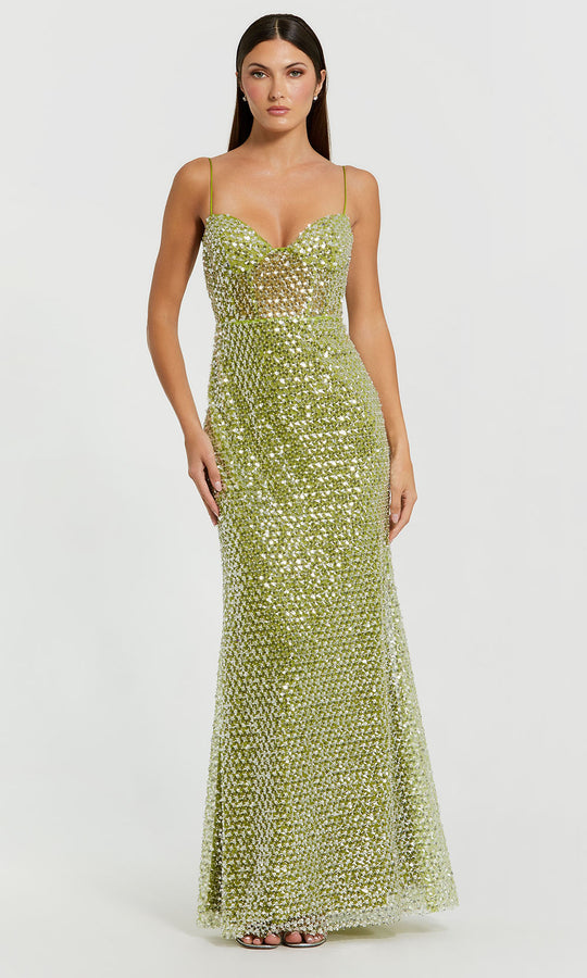 Mac Duggal 68895 - Shimmering Applique Fitted Evening Gown