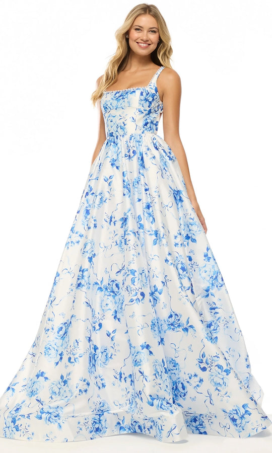 Sherri Hill 57789 - Square Neckline Floral Evening Dress