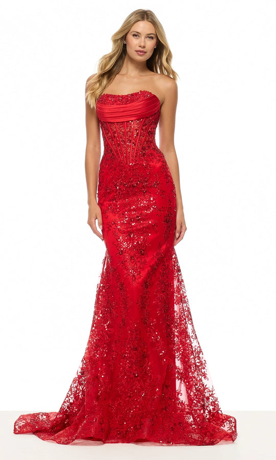 Sherri Hill 57645 - Sequin Lace Straight Neckline Prom Gown