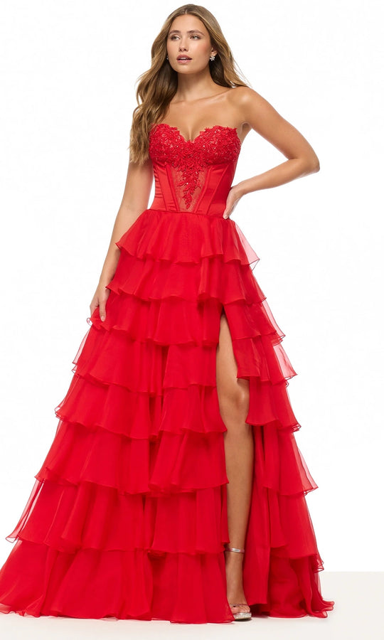 Sherri Hill 57714 - Leaf Applique Sweetheart Ballgown