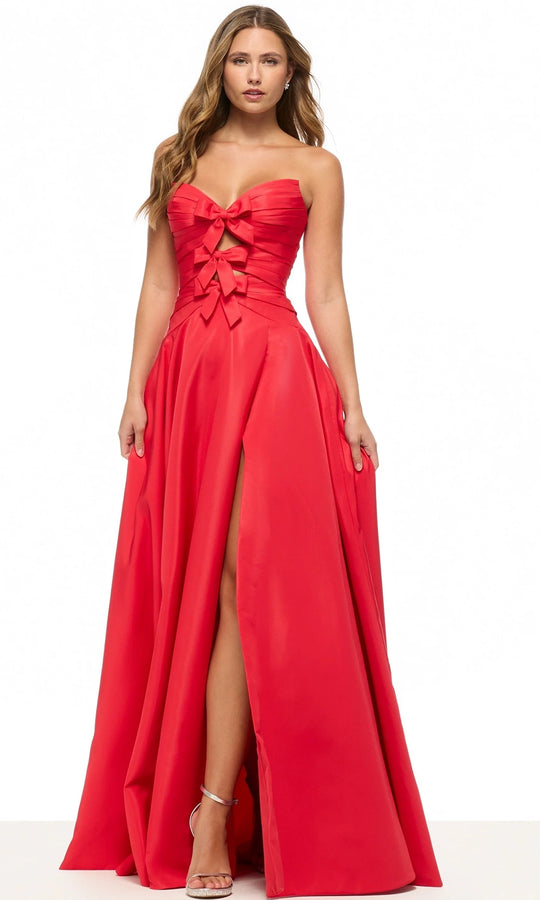 Sherri Hill 57771 - Strapless Bow Detail Gown with High Slit