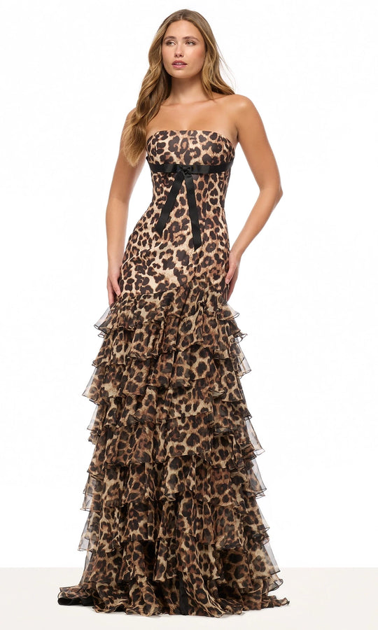 Sherri Hill 57825 - Tiered Animal Print Strapless Dress
