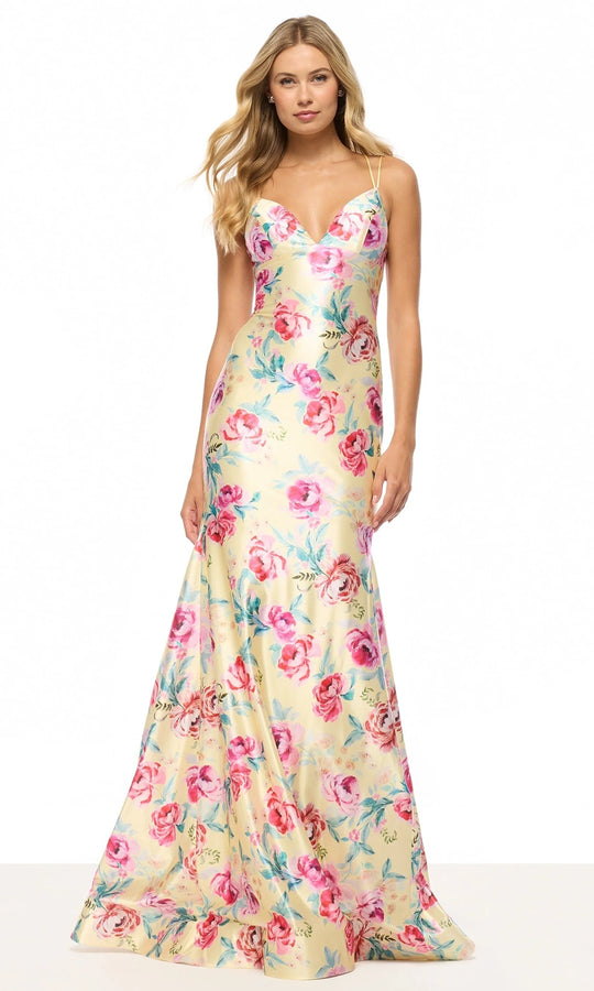 Sherri Hill 57859 - Floral V-Neckline Gown with Double Straps