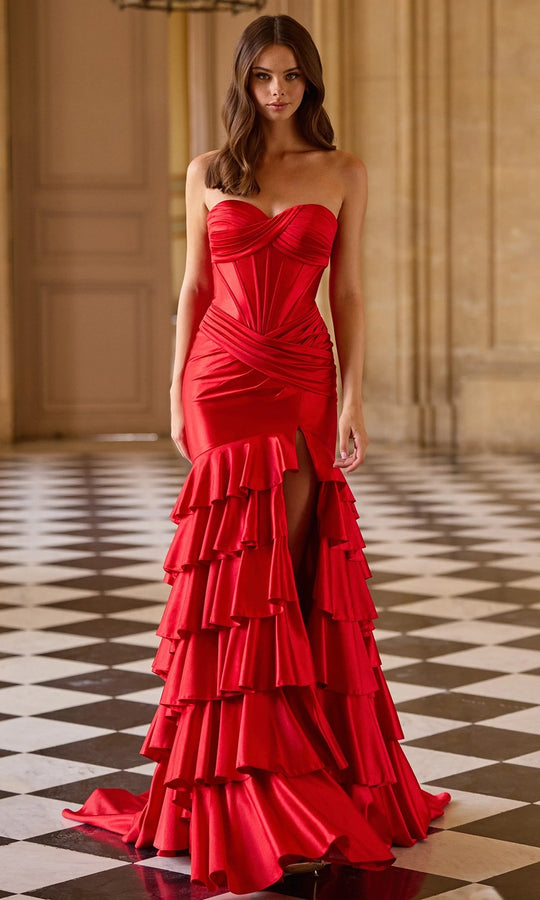 Sherri Hill 57638 - Sweetheart Stretch Satin Gown with Ruffle Skirt