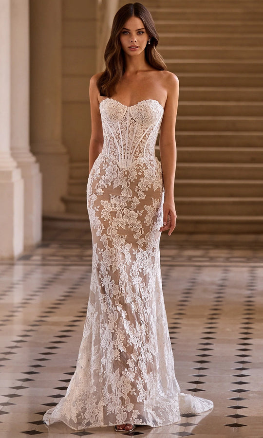 Sherri Hill 57685 - Strapless Lace Fitted Evening Gown