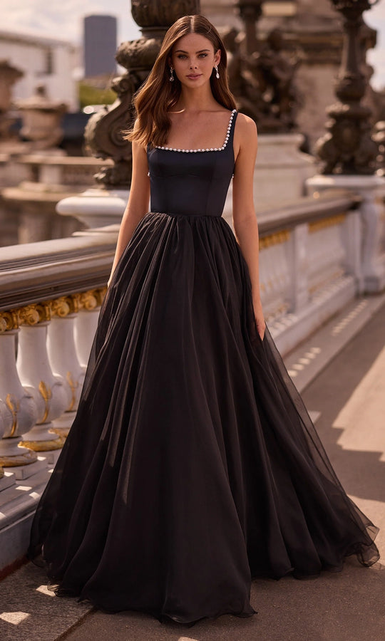 Sherri Hill 57713 - Pearl Trim Square Neck Ball Gown