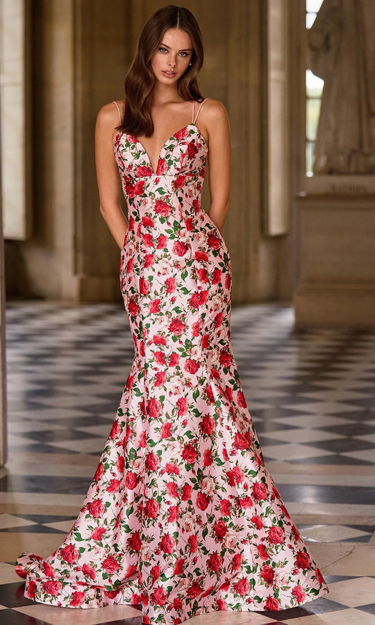 Sherri Hill 57720 - Mermaid Floral Gown with Lace-Up Back