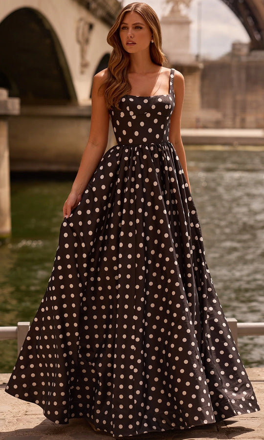 Sherri Hill 57787 - Polka Dot Square Neck Ball Gown