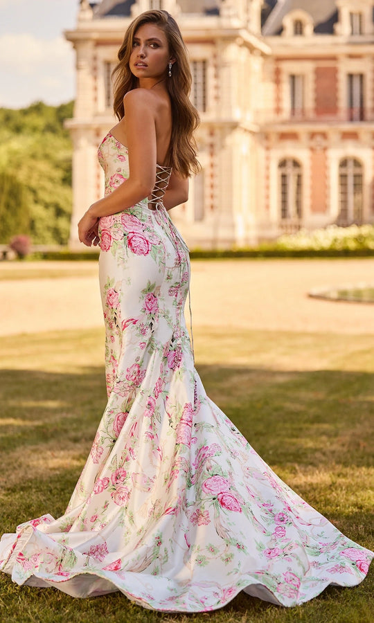 Sherri Hill 57796 - Floral Patterned Semi-Sweetheart Mermaid Gown