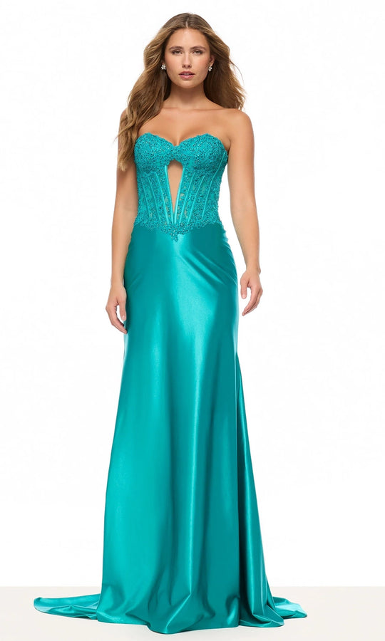 Sherri Hill 57749 - Front Keyhole Embroidered Sweetheart Gown