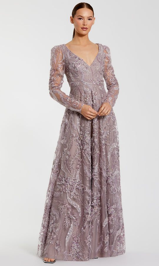 Mac Duggal 68908 - Embroidered Long Sleeve Formal Gown