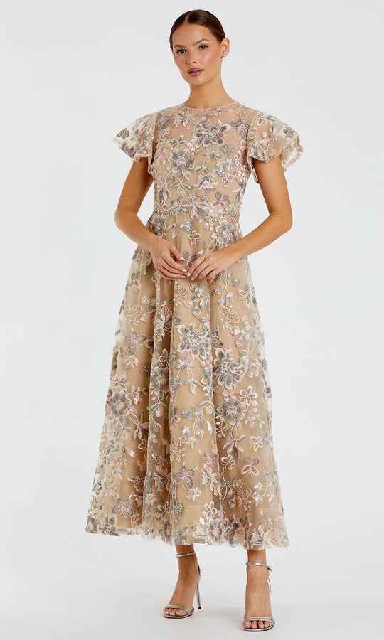 Mac Duggal 68920 - Butterfly Embroidered Flutter Sleeve Long Dress