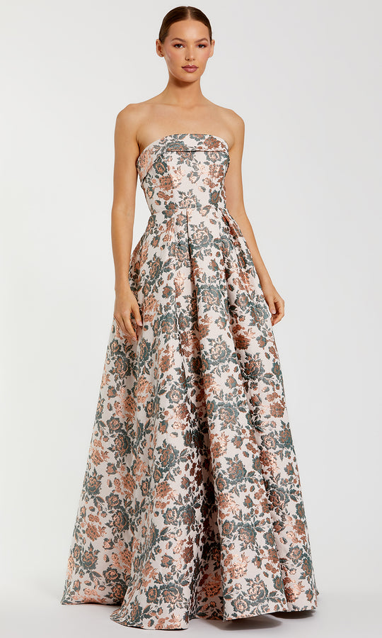 Mac Duggal 68945 - Floral Brocade Pleated Ballgown