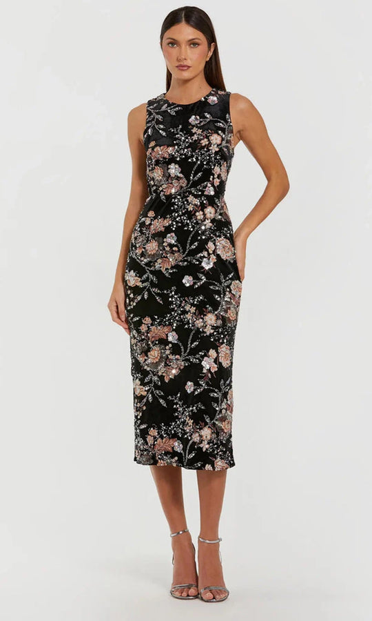 Mac Duggal 68958 - Sleeveless Velvet Floral Sequin Dress