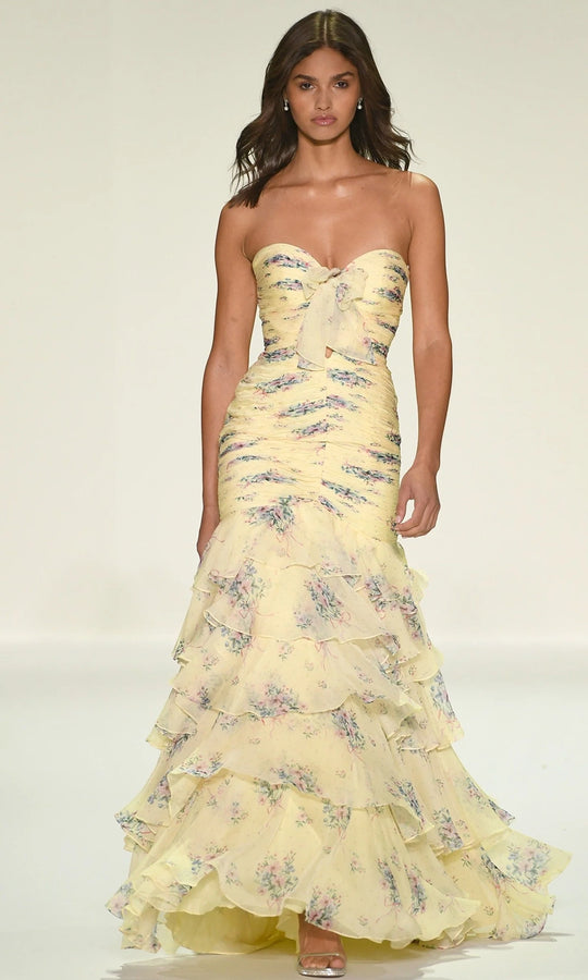 Sherri Hill 57865 - Ruffled Mermaid Gown with Keyhole Front