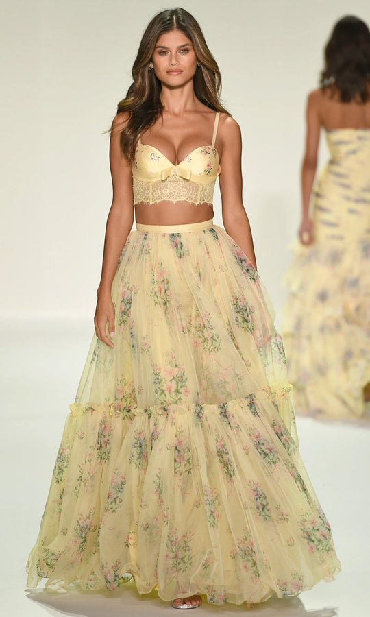 Sherri Hill 57953 - Two-Piece Floral Tiered Prom Gown