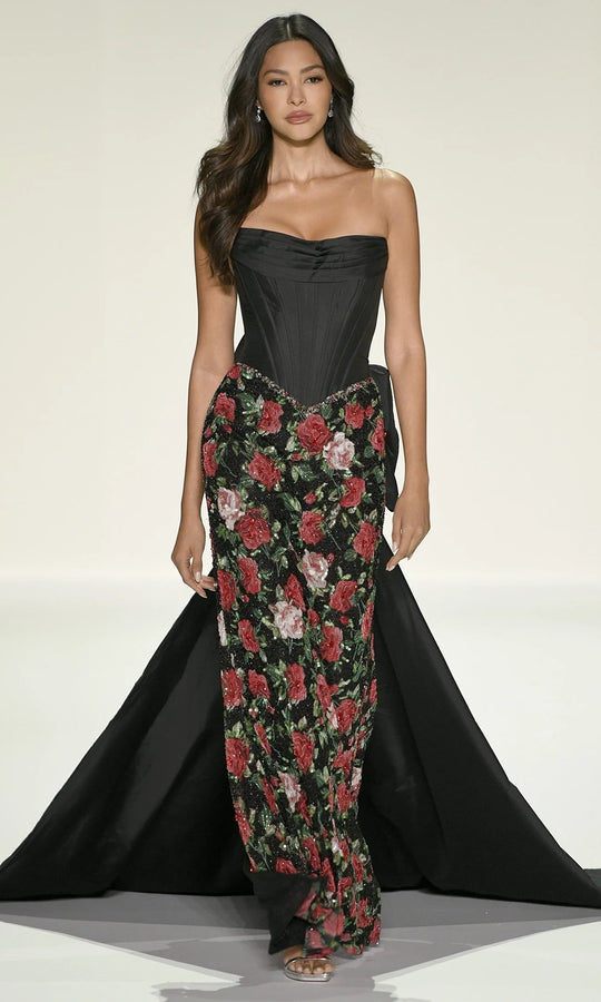 Sherri Hill 67204 - Beaded Floral Skirt Gown with Overskirt