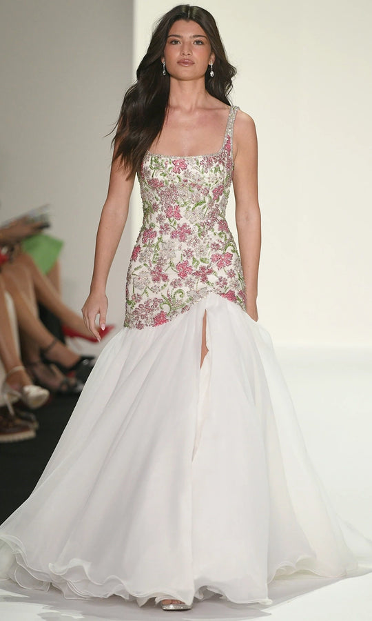 Sherri Hill 67175 - Square Neck Floral Beaded Gown