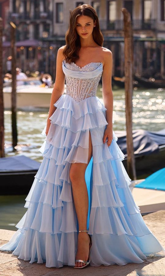 Sherri Hill 57542 - Strapless Ruffle Ballgown with Slit