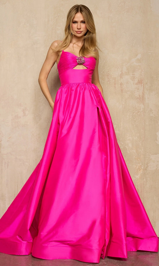 Sherri Hill 57505 - Beaded Floral Accent Strapless A-Line Gown