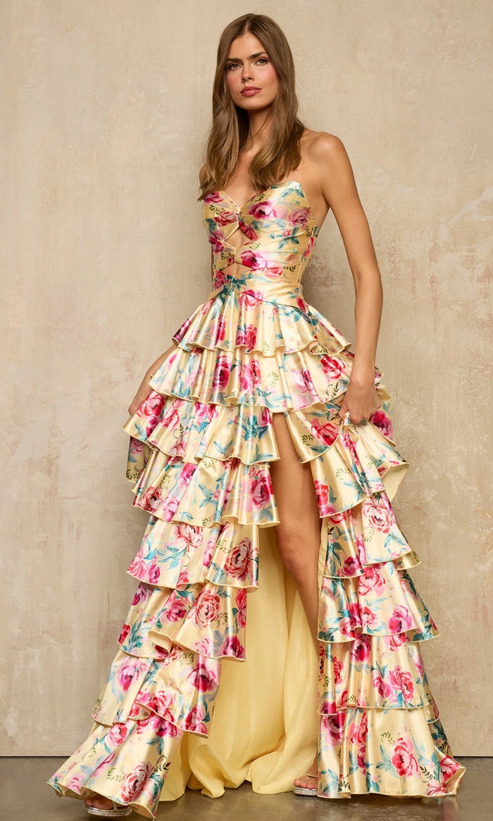 open lace back dress FLORAL RUFFLE STRAP DETAIL PLEATED MIDI DRESS – Southern Gifted main image 0