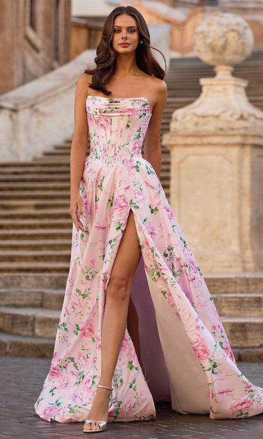 Sherri Hill 57830 - Pleated Bust Floral A-Line Evening Gown