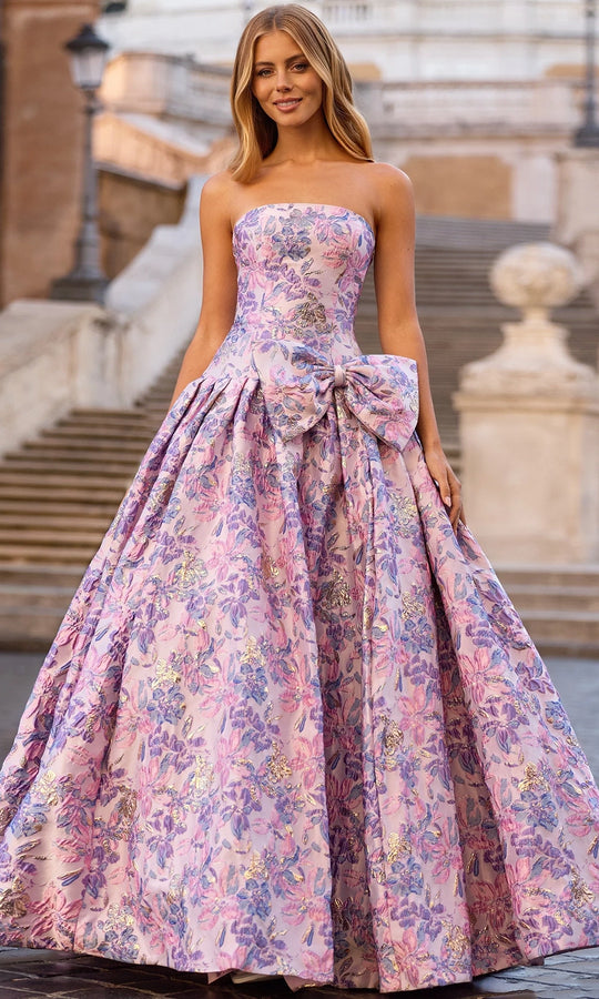 Sherri Hill 57781 - Floral Brocade Pleated Ballgown