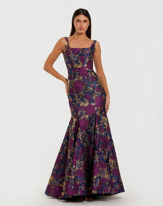 Mac Duggal 69001 - Square Neck Brocade Trumpet Gown